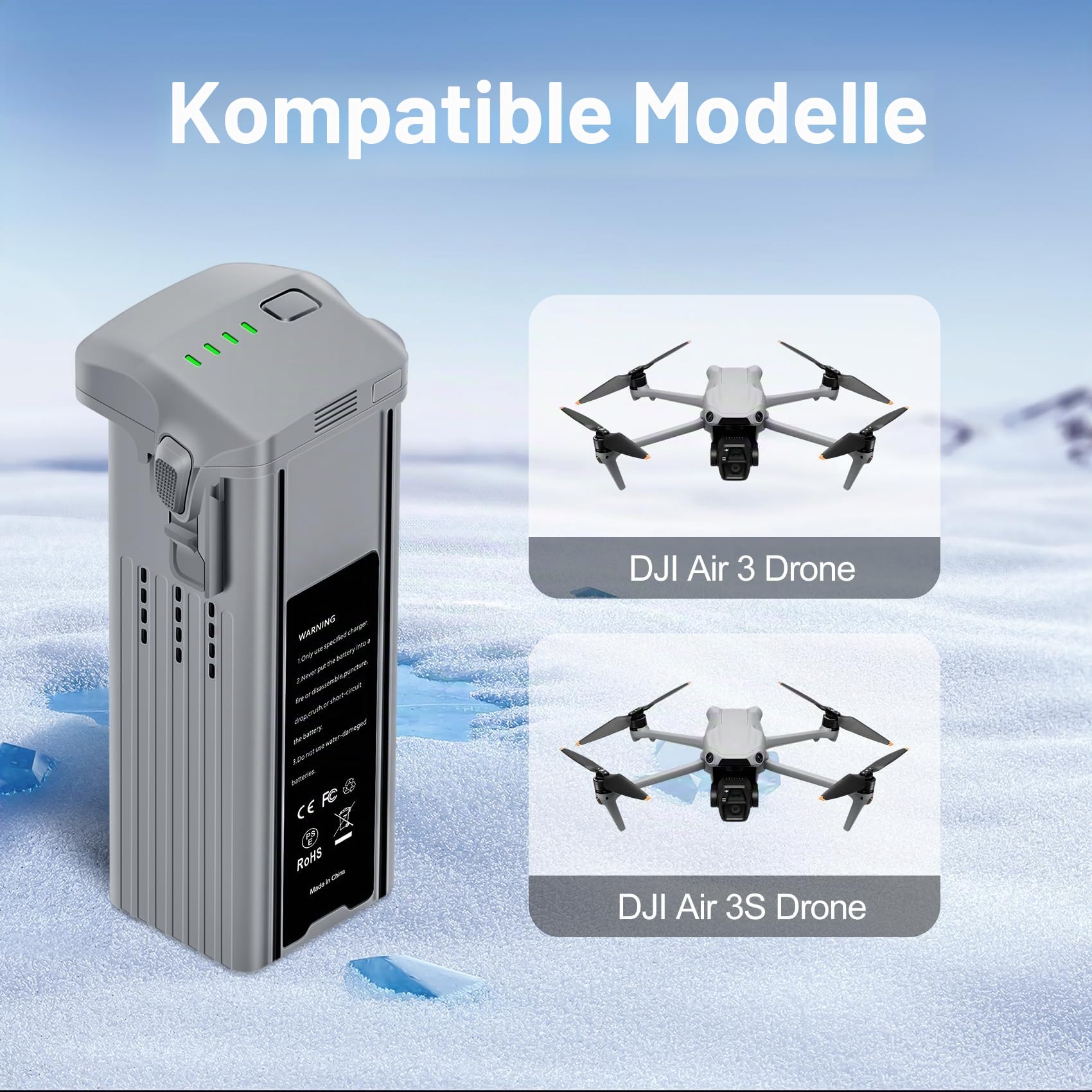 Air 3 Intelligent Flight Akku 1 Stück 14.76V 4241mAh Upgraded Drohnen Akku(45 Mins Max Flight Time) Tragbare Air 3S-Ersatzflugbatterie Vollständig kompatibel mit DJI Air 3 und Air 3S Drohne