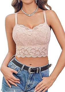 Sponsored You’re seeing this ad based on the product’s relevance to your search query.Learn more about this advertisement Avidlove Women's Lace Bustier Sexy Crop Top Spaghetti Straps Bralette Camisole V-Neck Sleeveless Top Festival Party