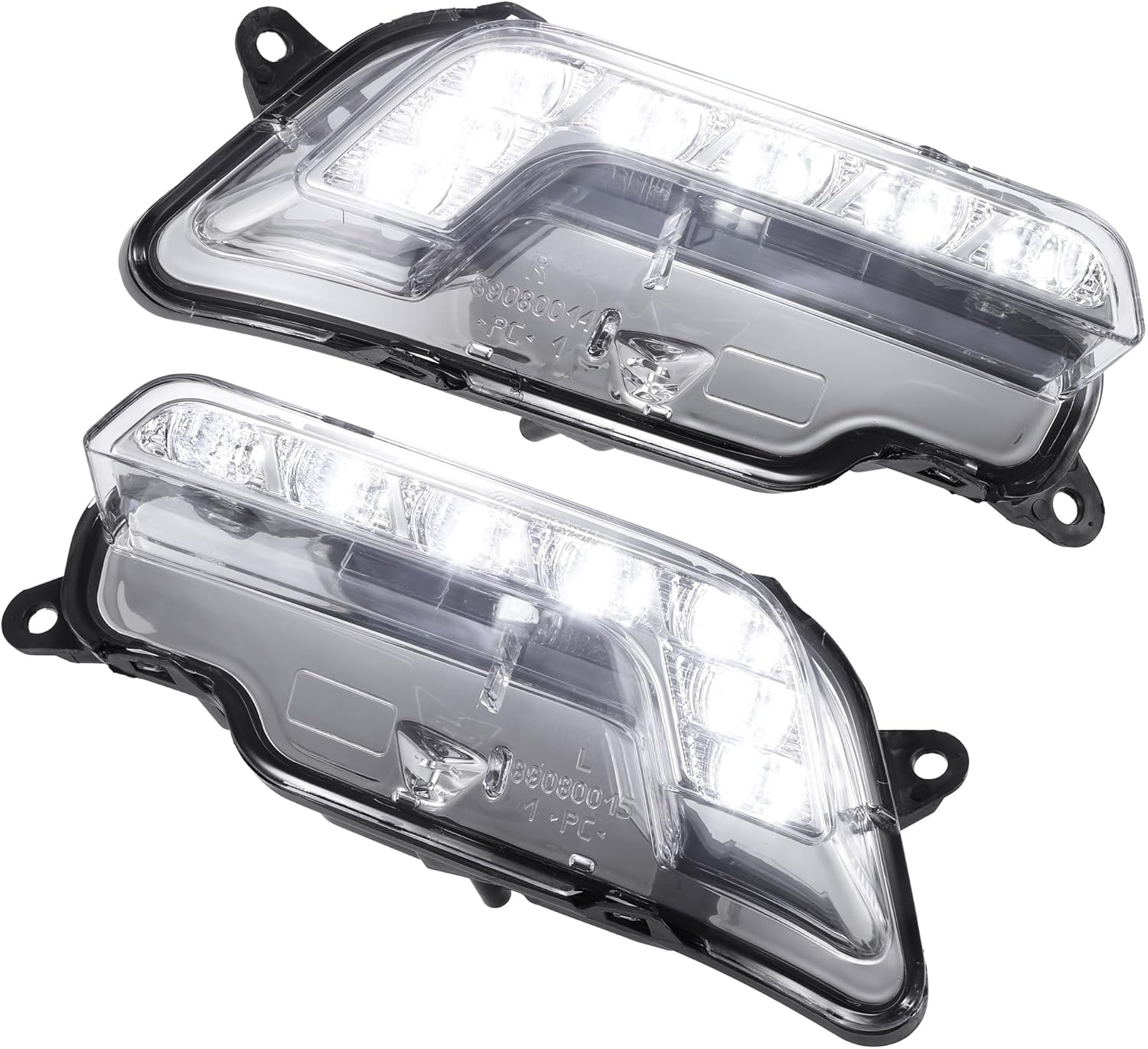 Motoforti LED Daytime Running Light, for Mercedes-Benz E350 2010-2016, Aluminum Plastic, 2128200756, Black Silver Tone, 2pcs