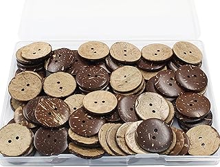 100Pcs 25mm Brown Coconut Shell Buttons, 2 Hole Natural Wood Buttons for DIY Crafts, Clothes Sewing