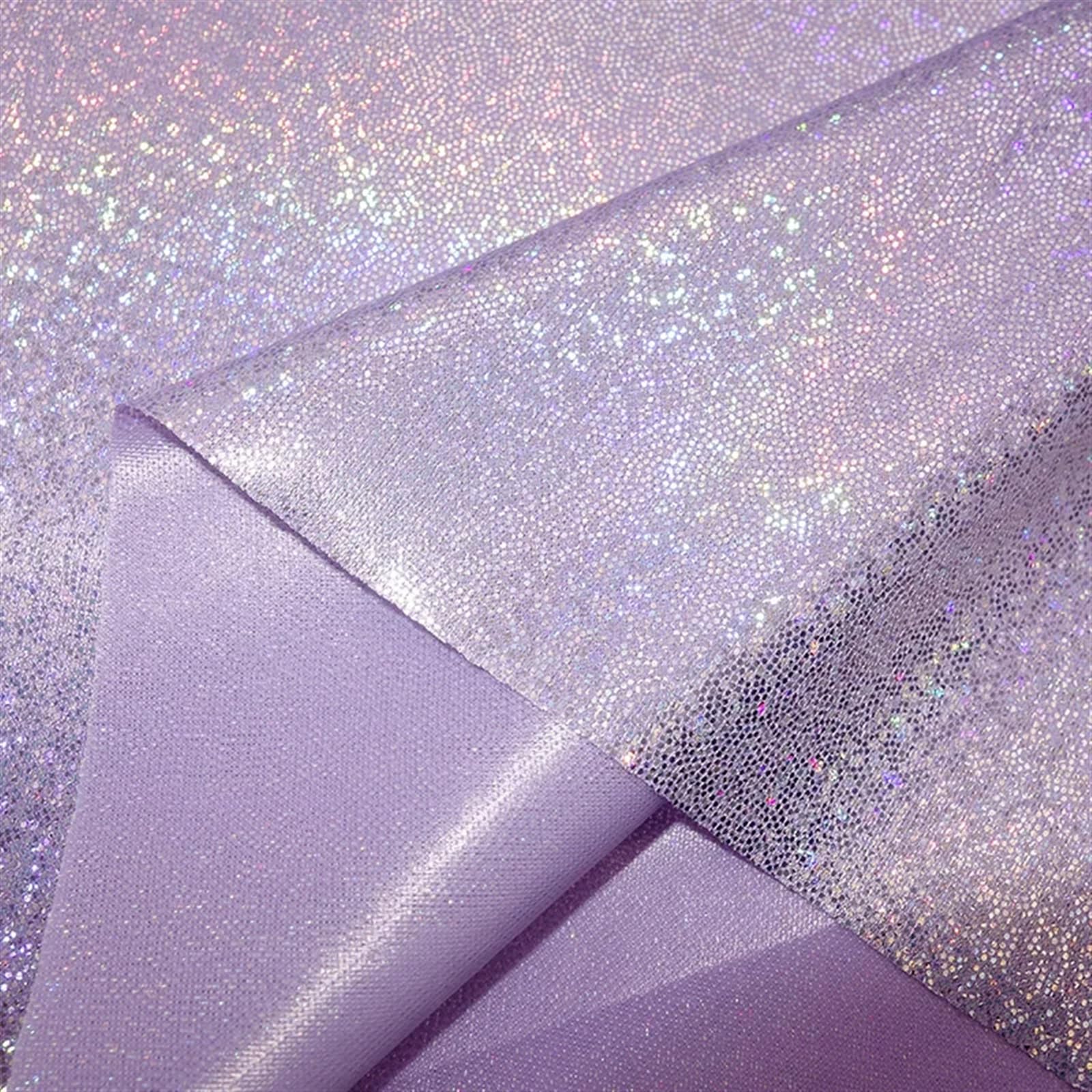 Glitter Metallic Fabric, Shiny Iridescent Holographic Polyester Fabric Various Sizes Wedding Party Doll Decor DIY(9,50CMx150CM)