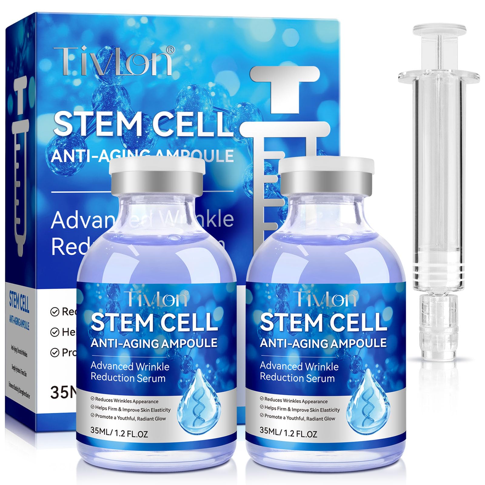Stammzellenserum für Gesicht und Körper, 2 Packs Microneedling Serum Anti-Aging Ampulle zur Faltenreduzierung und Hautstraffung, feuchtigkeitsspendende Gesichtsessenz zur Anwendung