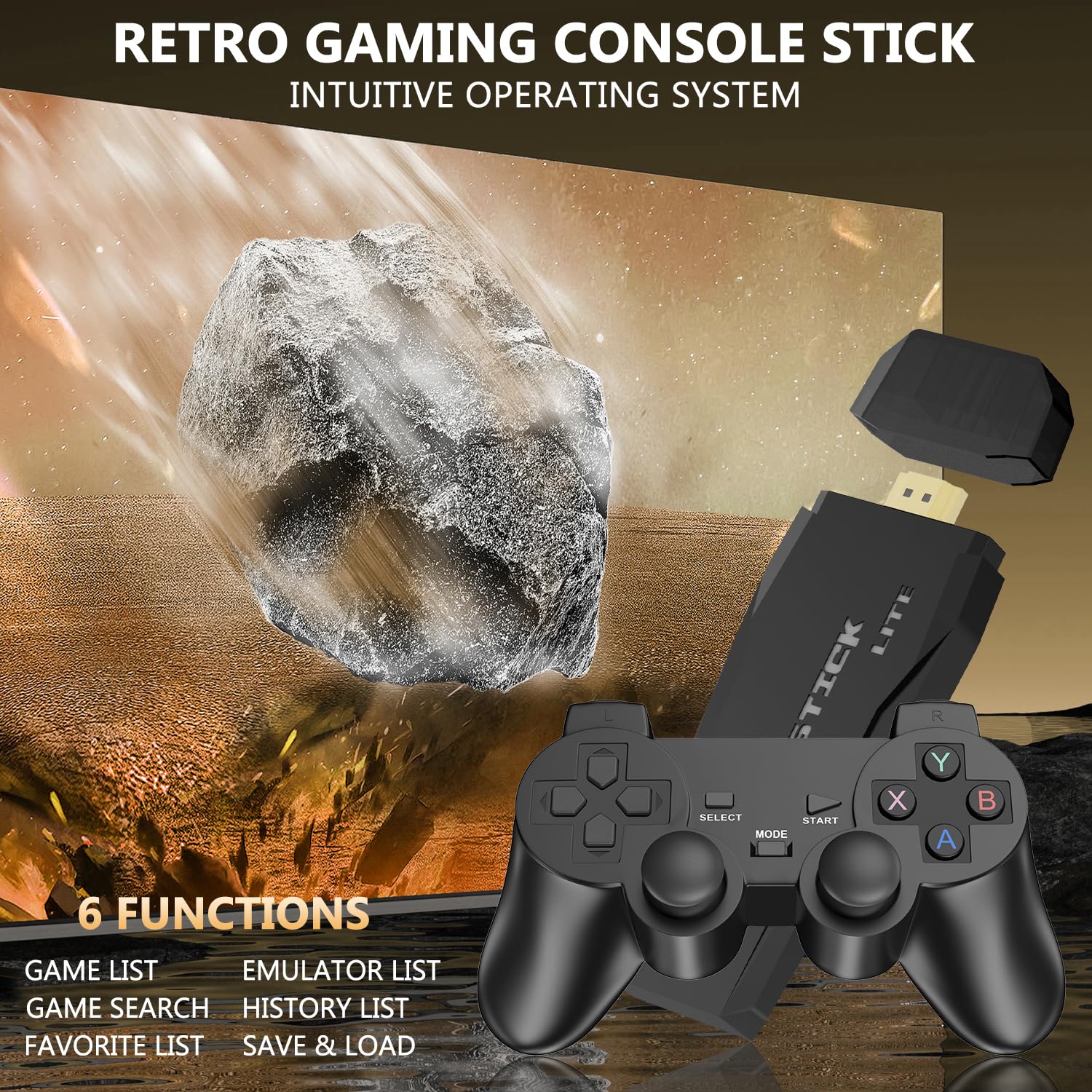ROTREE Consola de Juegos Retro Inalámbrica, Nueva Versión 2026, Dongle HDMI 4K, 9 Emuladores Incorporados, 20000 Juegos Preinstalados, 2 Mandos ROTREE Consola de Juegos Retro Inalámbrica, Nueva Versión 2026, Dongle HDMI 4K, 9 Emuladores Incorporados, 20000 Juegos Preinstalados, 2 Mandos