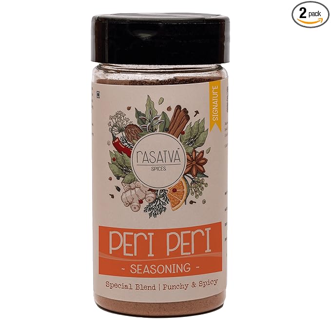 Rasatva Peri Peri Seasoning Signature Seasoning Peri Peri Seasoning All in One Seasoning, Perfect for Pop Corn, Pasta, Fries & Bread cutlet & Dairy Free | Its Vegan (Pack of 2 x 45g)
