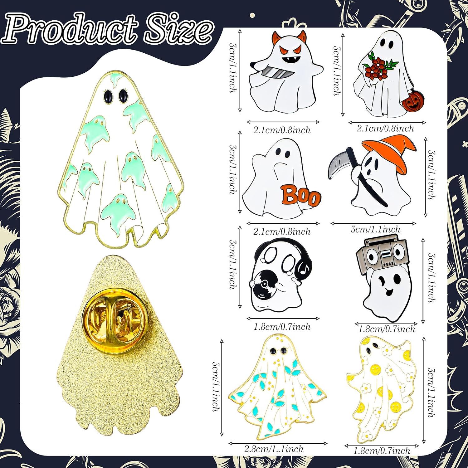 Mtlee 20 Pcs Halloween Enamel Pins Cute Decor for Backpack, Ghost | Funny Lapel Brooches Badges Bulk, Cartoon Boo Ghost Design, Aesthetic Gift for Women Men, Jacket Clothes Party Decorations