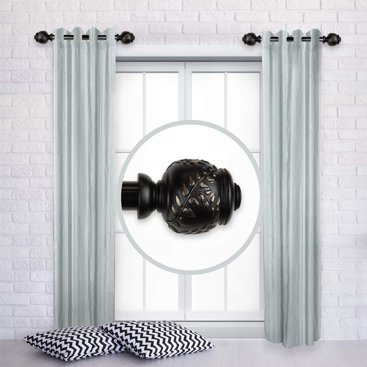 A&F Rod Decor - Twig 1" Side Curtain Rod 12-20 inch (Set of 2) - Satin Nickel