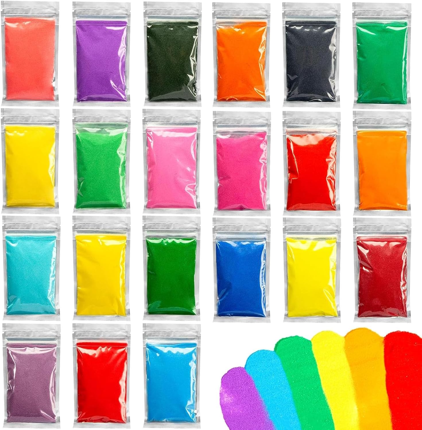 3 otters 21 PCS Colored Sand for Crafts, Sand Art Kits for Kids DIY Painting Project, Decorations for Home Wedding Decor