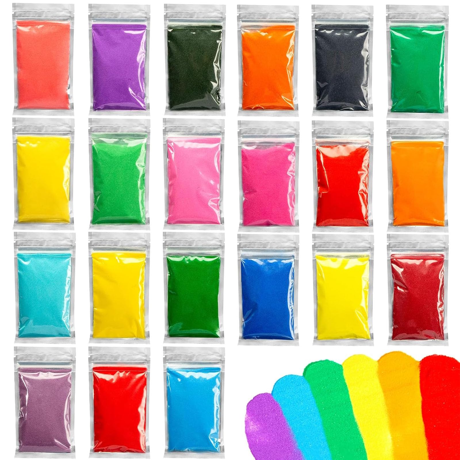 3 otters 21 PCS Colored Sand for Crafts, Sand Art Kits for Kids DIY Painting Project, Decorations for Home Wedding Decor