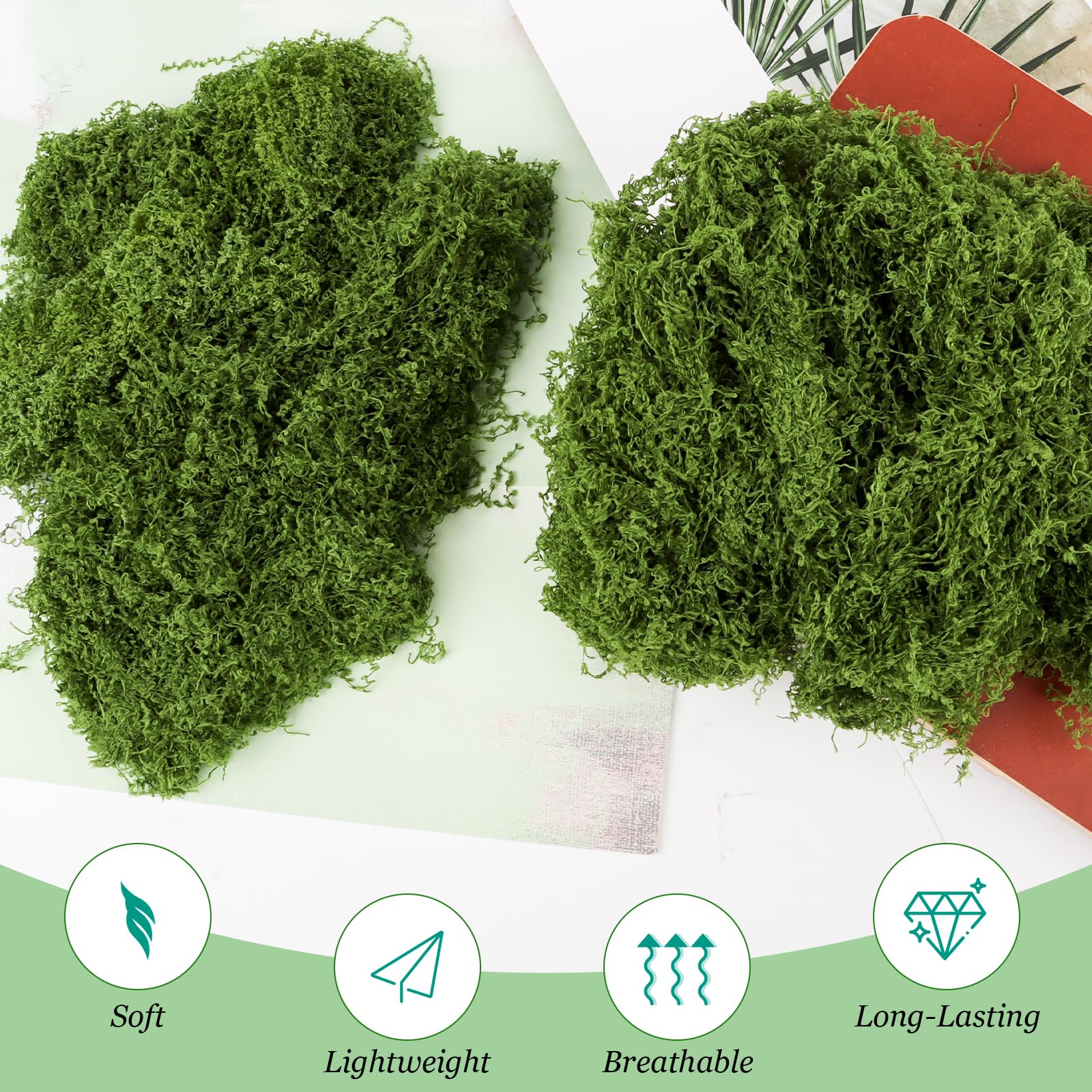 200g Muschio Stabilizzato Artificiale - Verde Chiaro + Scuro - Per Decorazioni, Terrari, Pareti E Bricolage