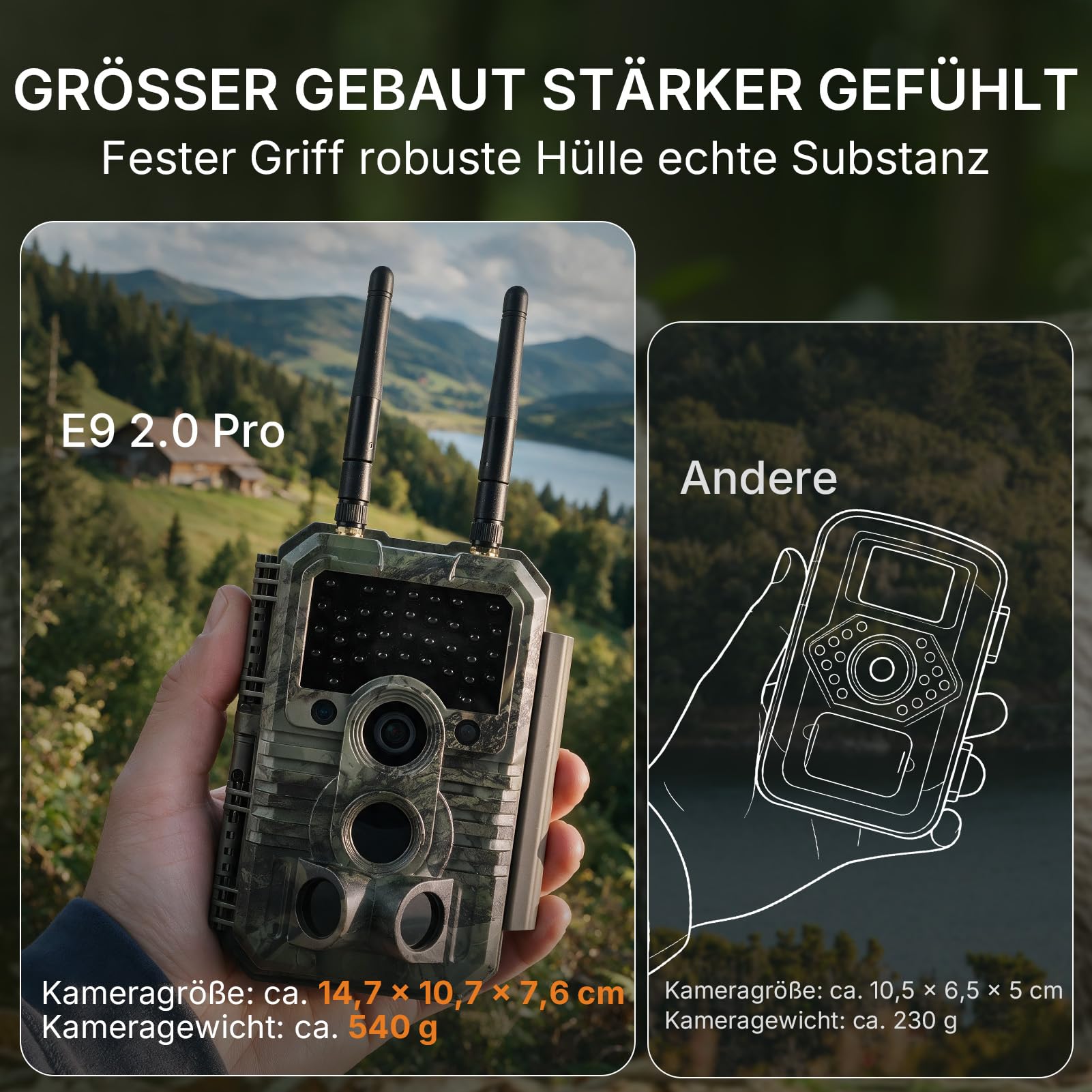 GardePro E9 2.0 Pro 4K Wildkamera WLAN mit 7800mAh Akku