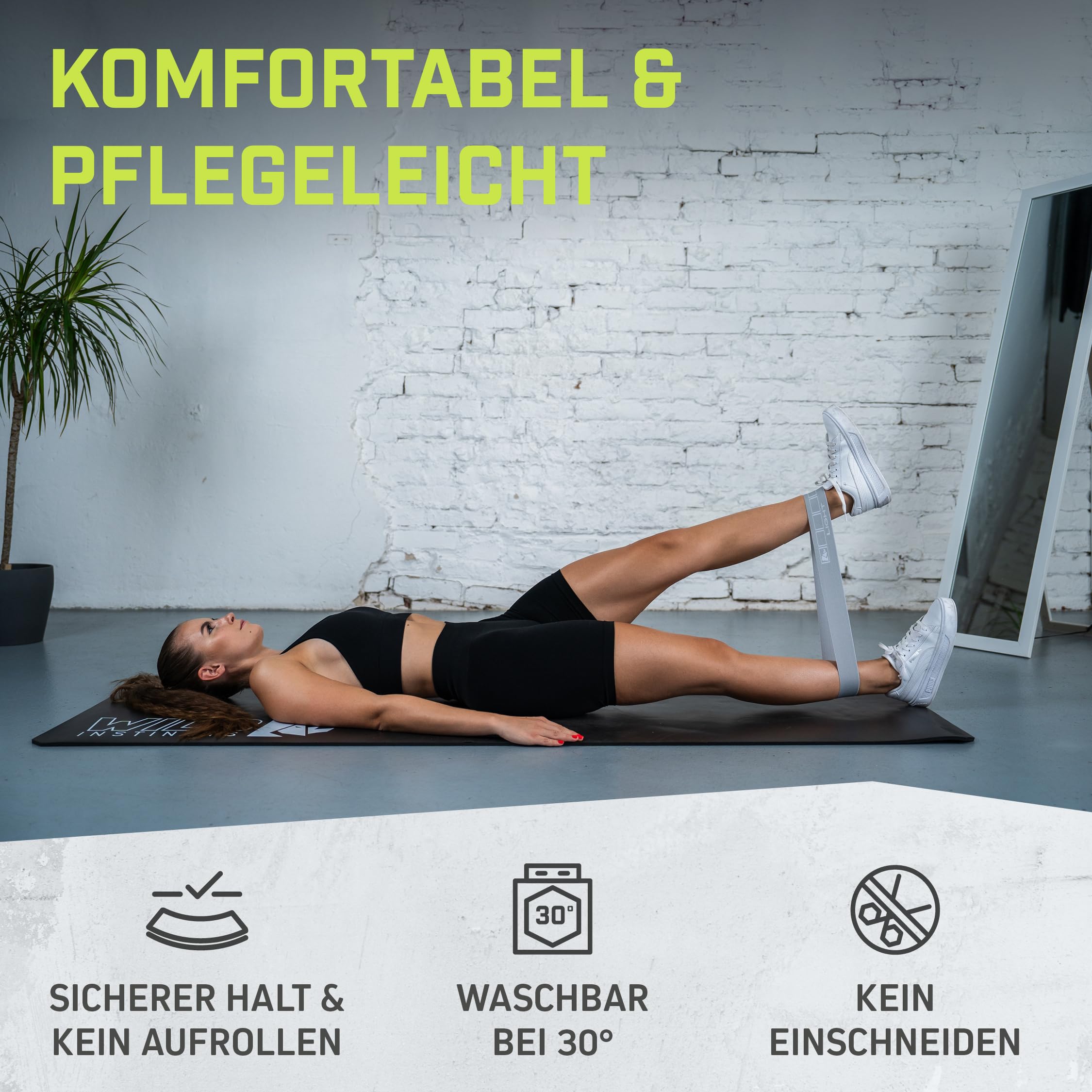 Wild Instincts Loop Bands Set aus Stoff - Mini Bands Stoff für Krafttraining - Fitnessbänder Stoff - Mini Resistance Band - Miniband Fitness - Stretch Band Fitness mit WebApp