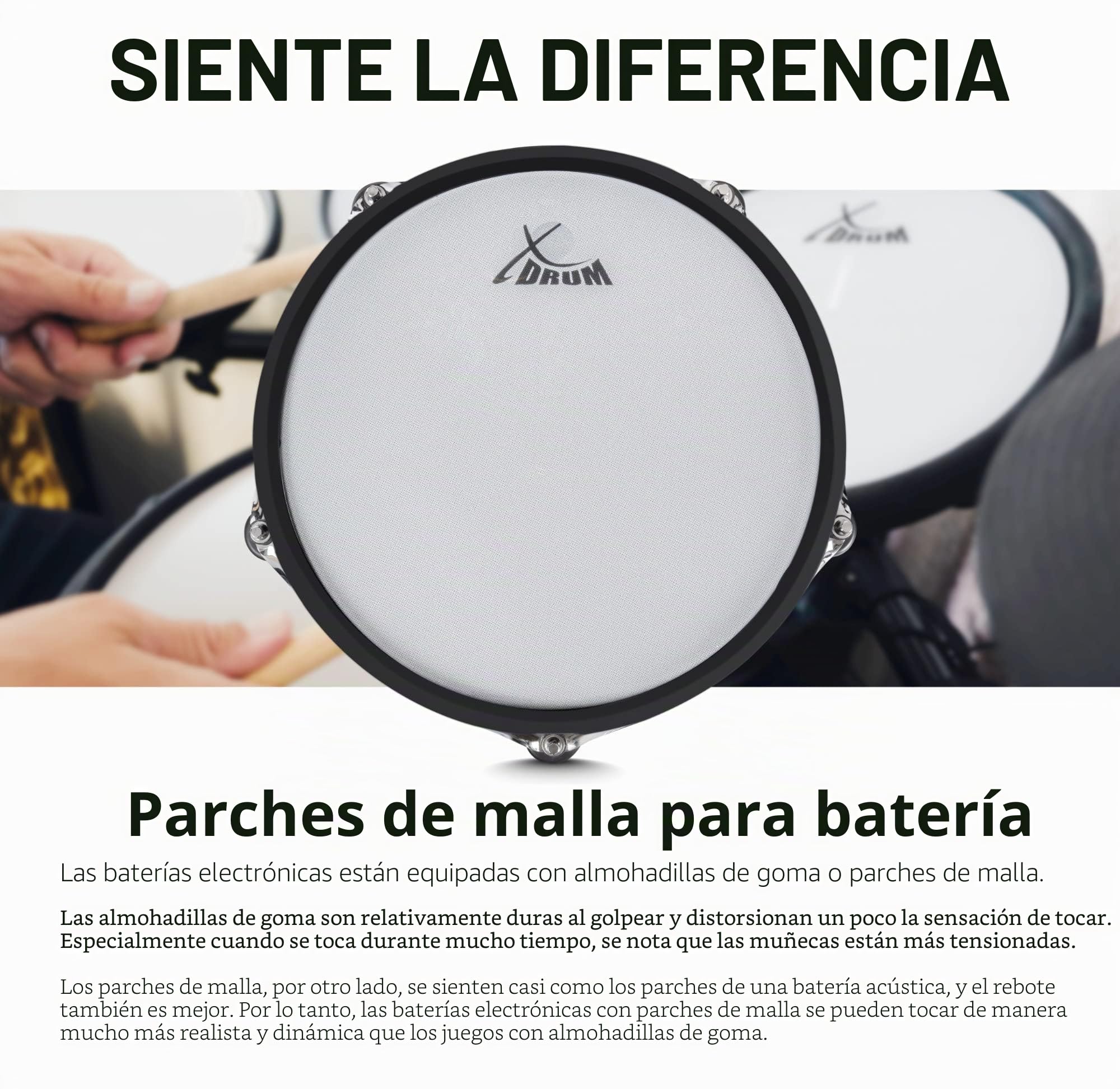 XDrum DD-670 - Batería electrónica drum kit con hi-hat real y cascos de madera - caja de 14" y pedal de 20" - 720 musical sonidos, 20 presets y 20 kits de usuario - hardware incluido - Brillo negro