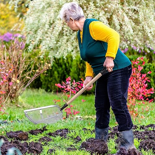 Miniatura 6 de Filtro de pala de tierra con fugas, 0.08 pulgadas0.079 in, malla de 43.3 pulgadas de largo, pala tamiz de acero inoxidable con mango de madera con