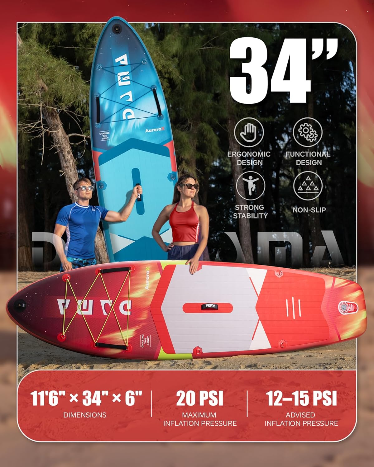 DAMA Stand Up Paddle Board for 2+1 People and Pets, Extra Wide All-Around Stable Design for Beginners, Family Use on Lakes, Rivers & Coastal Waters, 450 lbs Capacity, 11'6" x 34" x 6"