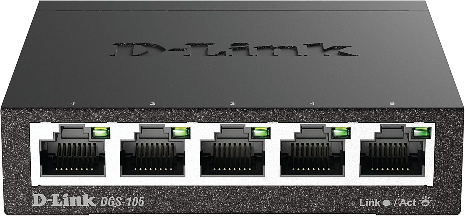 D-Link Ethernet Switch, 5 Port Gigabit Unmanaged Metal Desktop Plug and Play Compact (DGS-105) : Electronics