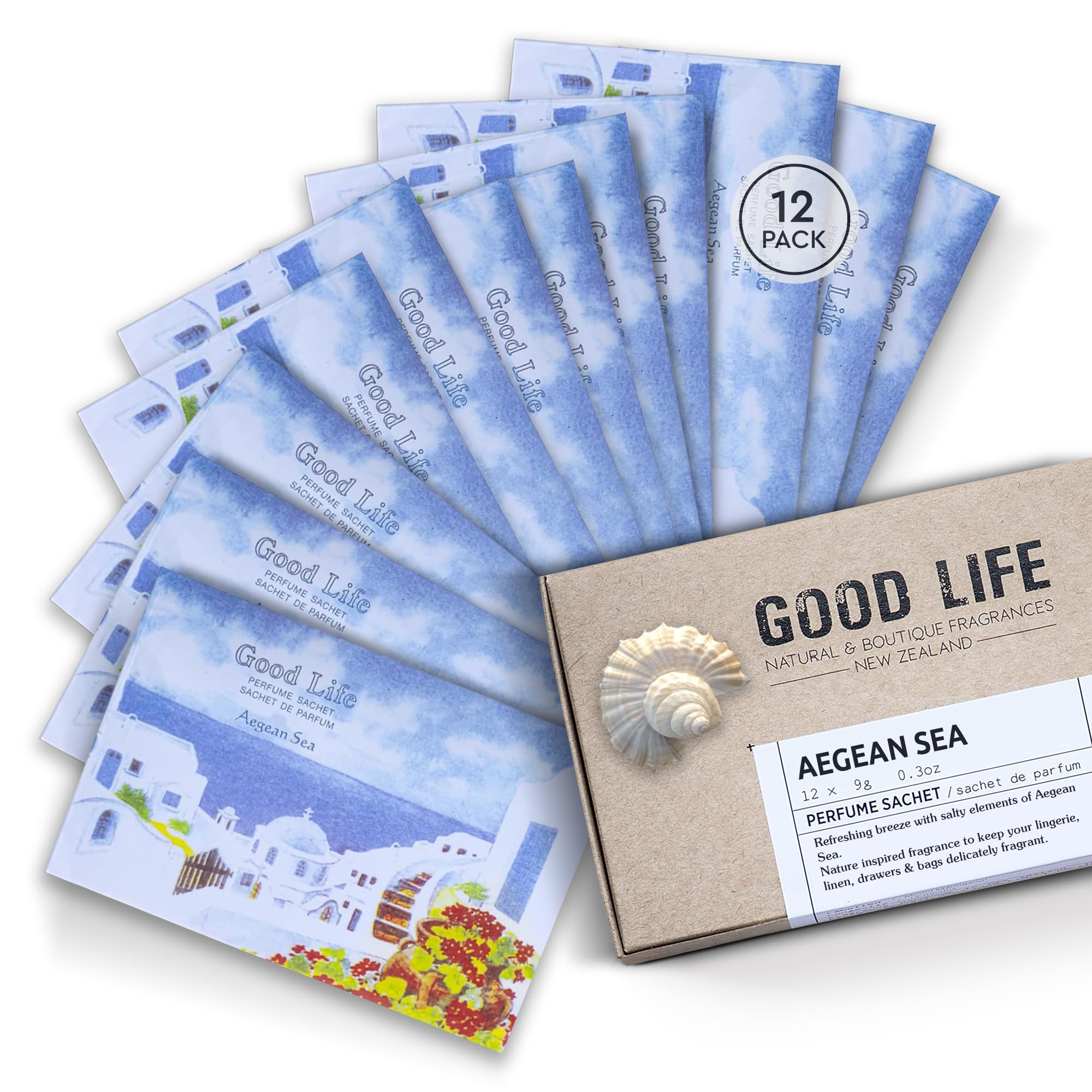 Good Life Aegean Sea Scented Sachets | Designed in New Zealand | 12 Sachets