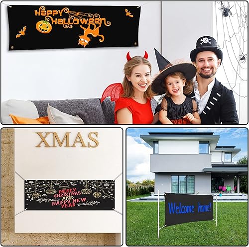 Vista 61 de Pancarta grande y letreros en blanco de poliéster, tela Oxford, pancarta con cuerda colgante para pared interior, exterior, fácil de colgar