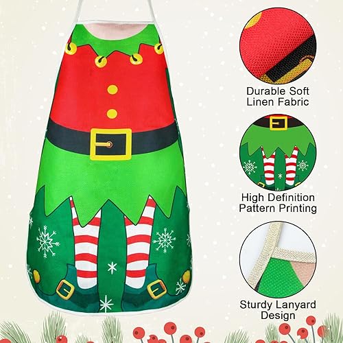 Miniatura 3 de SINORANGE Delantal de Navidad para niños y mujeres, cena de Navidad, fiesta, cocina, horneado, manualidades, limpieza de casa, cocina