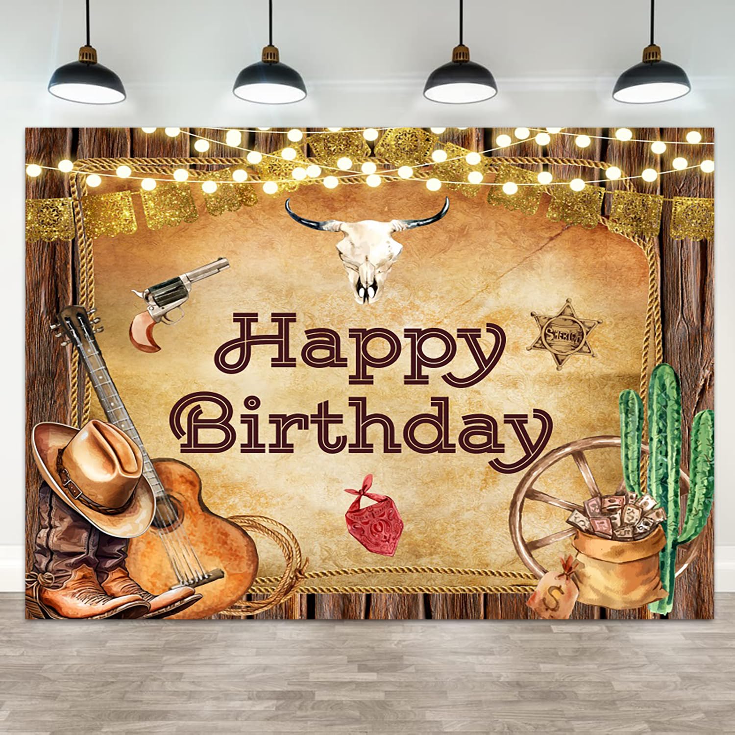 Telón De Fondo Vaquero Occidental Para Fiestas - Tamaño 2.2x1.5 M, Vinilo - Decoración Temática Rodeo, Cumpleaños