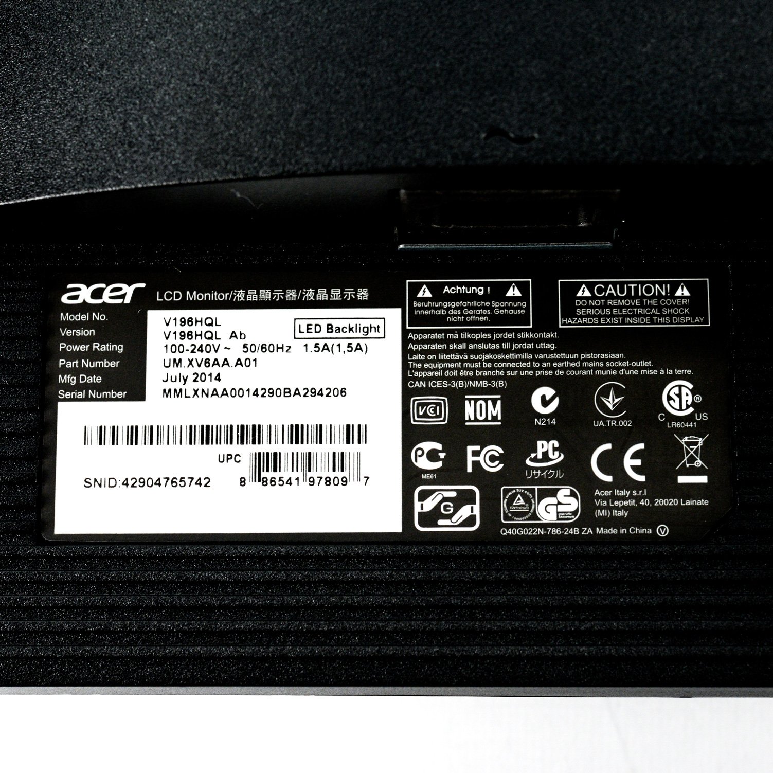 Amazon.co.jp: Acer V196HQLAb - LED monitor - 18.5
