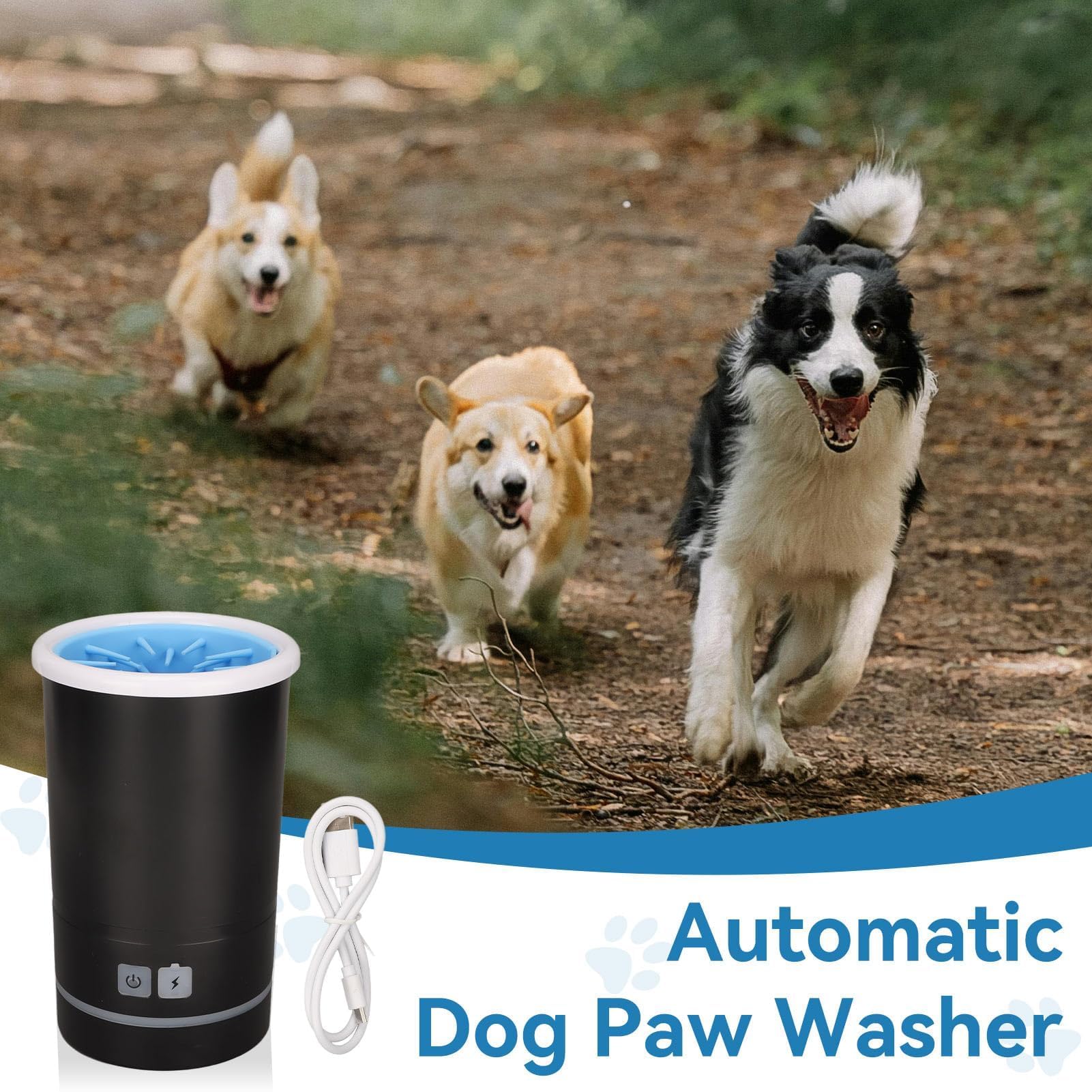 Limpiador automático de pies de perro, lavador eléctrico de pies, vaso portátil de limpieza de pies, máquina de limpieza de pies de perro para perros pequeños, medianos y grandes
