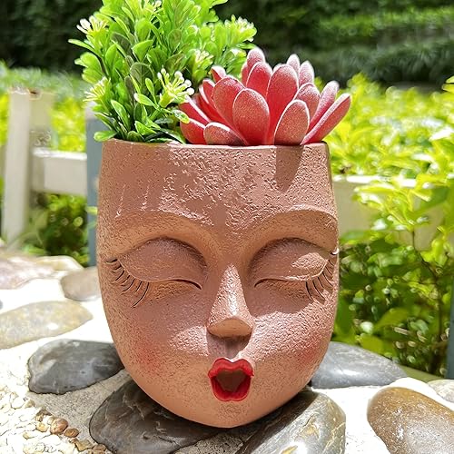 Miniatura 9 de Macetas de cara para plantas suculentas, maceta para suculentas, maceta para suculentas, maceta para suculentas, bonita maceta de resina, maceta de
