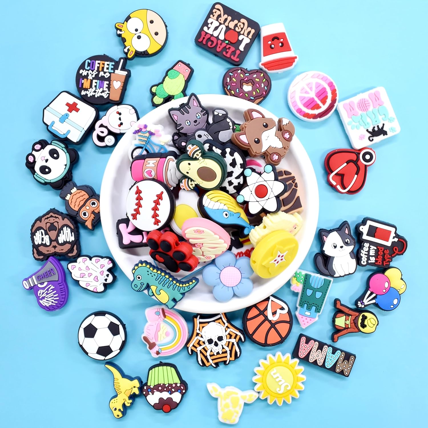 160Pcs Silicone Focal Beads Bulk, Different Random Mix Collections Focal Beads for Pens Keychains DIY Jewelry Making