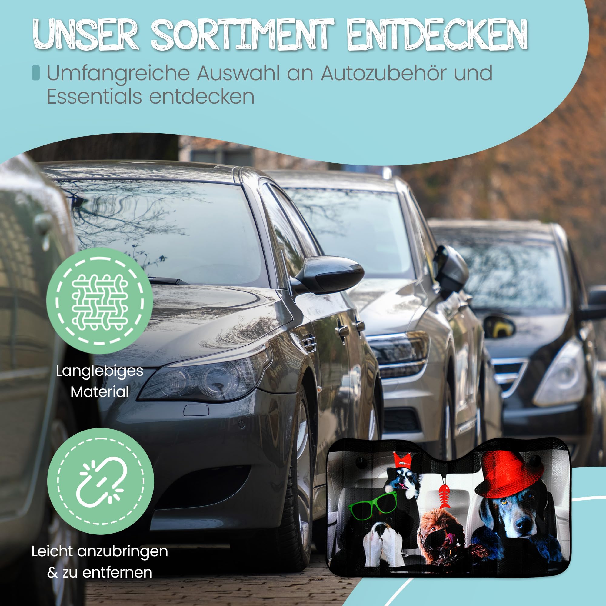 OK Cars Aluminiowa ochrona przed słońcem na przednią szybę samochodu – 130 x 70 cm – ochrona przed wysoką temperaturą samochodu – uniwersalna ochrona przed słońcem – składana szyba przeciwsłoneczna