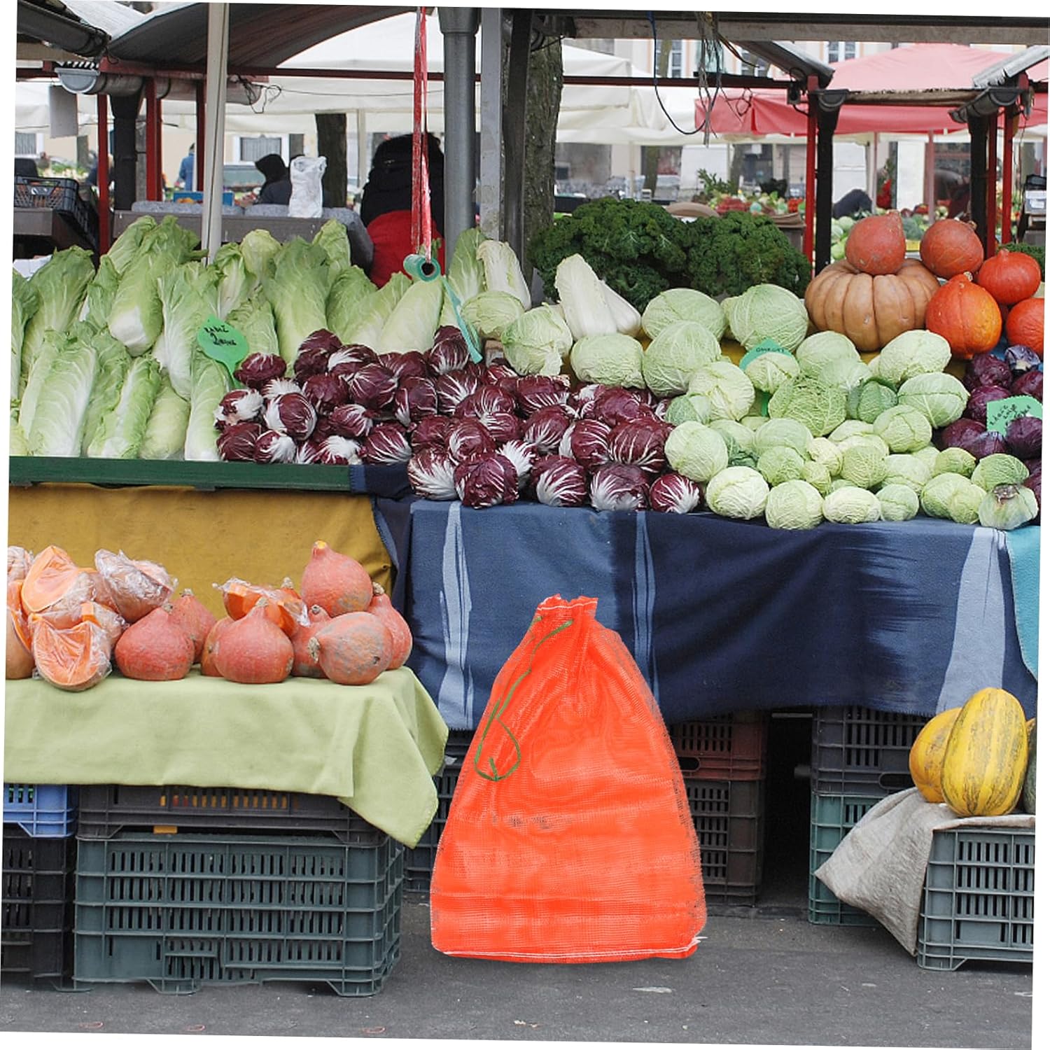 50pcs Reusable Mesh Produce Bags Mesh Net Tote Bag for Storage Pantry Organizers Toys Fruits Vegetables Drawstring Open Side