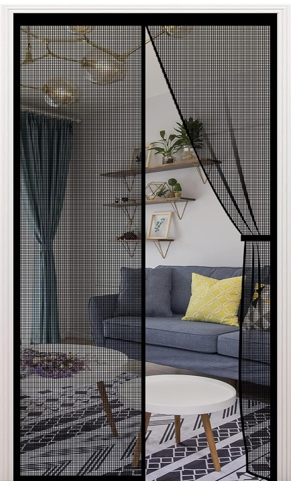 XCMVCN Magnetic Fly Screen Balcony Door, 80 x 205 cm, Fly Screen Door, Magnetic Insect Protection, Easy Adhesive Mounting, No Drilling, for Balcony Door/Patio Door, Black
