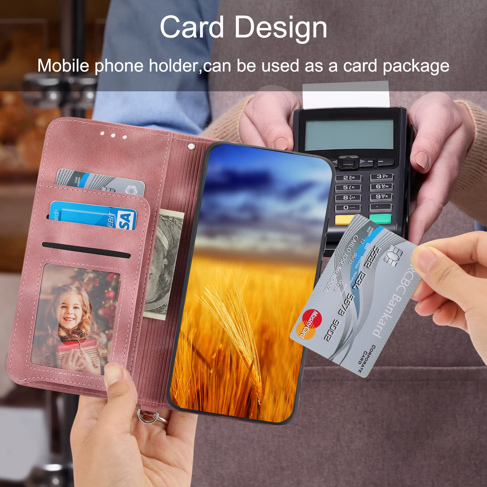 VQWQ Cover per Redmi Note 10 4G, Premium Custodia Portafoglio in Pelle PU Girasole in Rilievo Slot per Schede Libro Supporto Antiurto Chiusura Magnetica Cavalletto Flip Case per Donna-[HX]-Hotred
