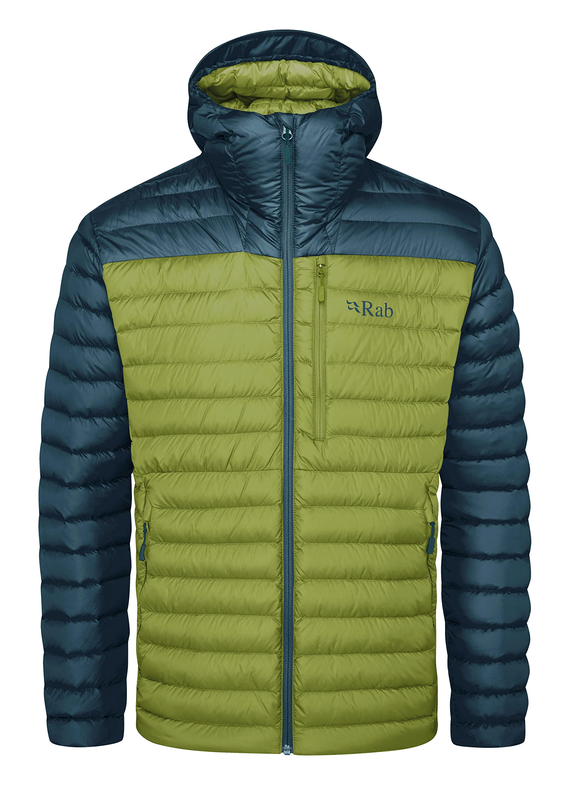 Rab Men's Microlight Alpine Down Jacket for Trekking, Climbing, & Skiing - Orion Blue/Aspen Green - Large