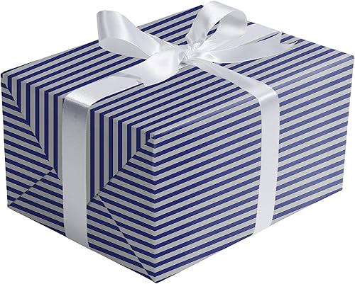 Miniatura 2 de JILLSON & ROBERTS Papel de regalo Hanukkah, rayas azules y plateadas, 6 rollos jumbo de 10 pies x 30 pulgadas