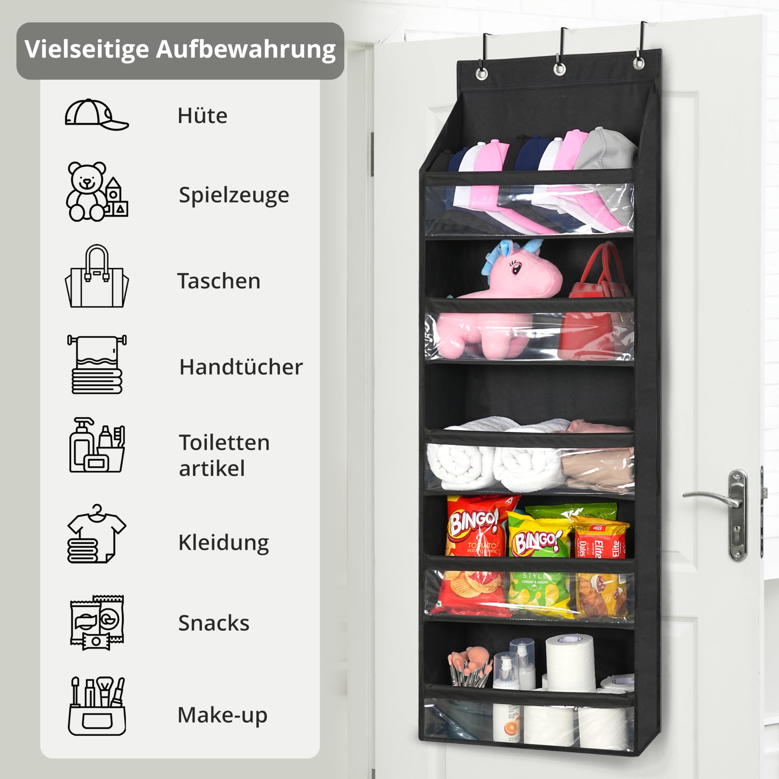 Premier Housewares Tür-Organizer - 4 Fächer Über-Tür Aufbewahrung Rot