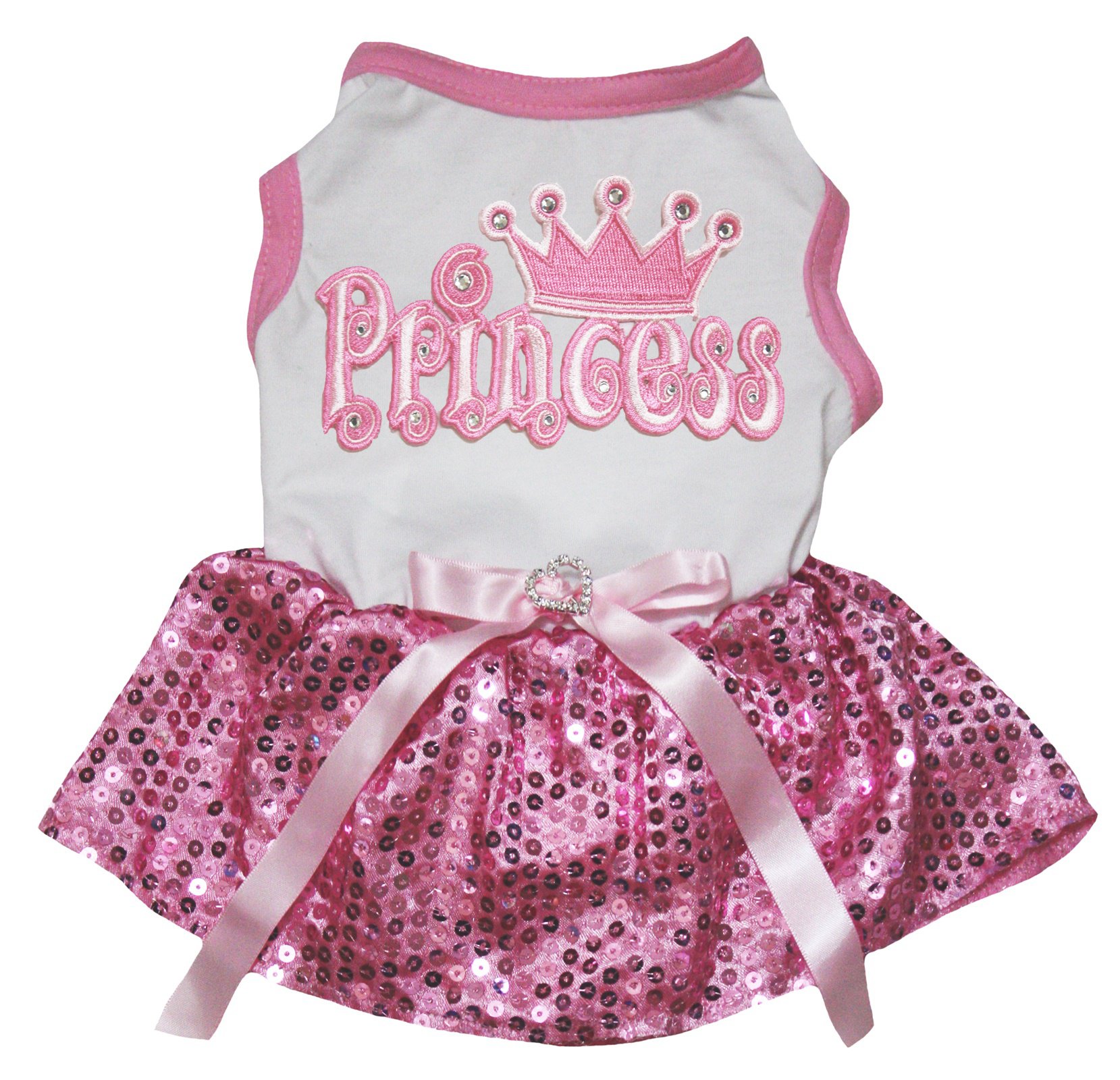 Robe pour chien Crown Princess blanc et rose à paillettes taille XXL