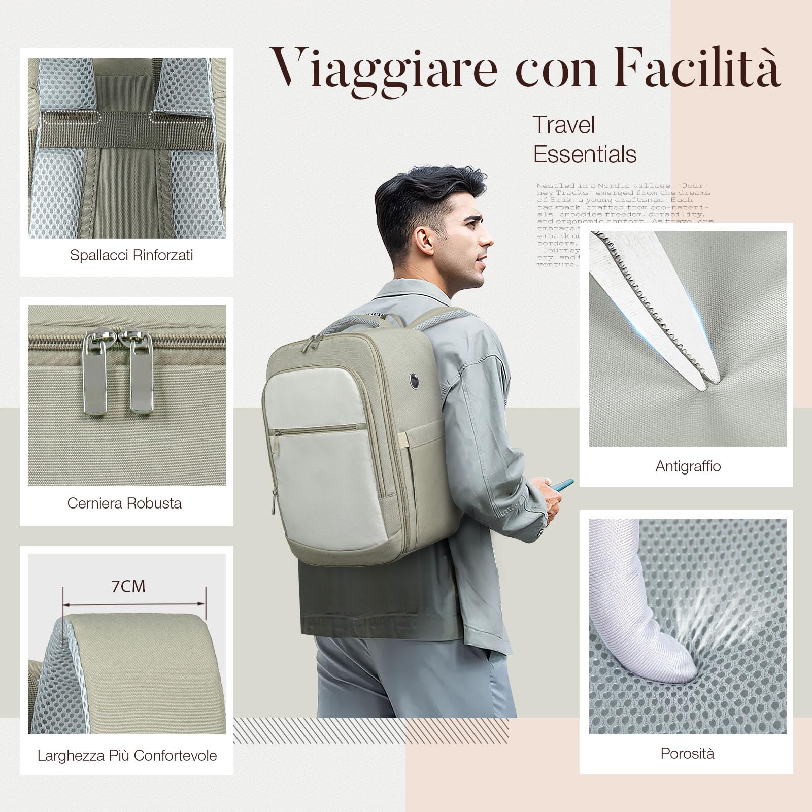 RuoSien per Zaino Ryanair 40x20x25,Zaino da Viaggio Aereo Bagaglio a Mano 40x20x25 Ryanair,Borsa da Cabina per Laptop da 14 Pollici Zaino Casual da Uomo e da Donna Lavoro