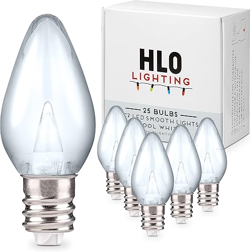 Miniatura 1 de Enchufe de iluminación navideña LED liso C7 blanco frío bombillas de repuesto para enchufes E12, grado comercial de bajo consumo, 2 bombillas de