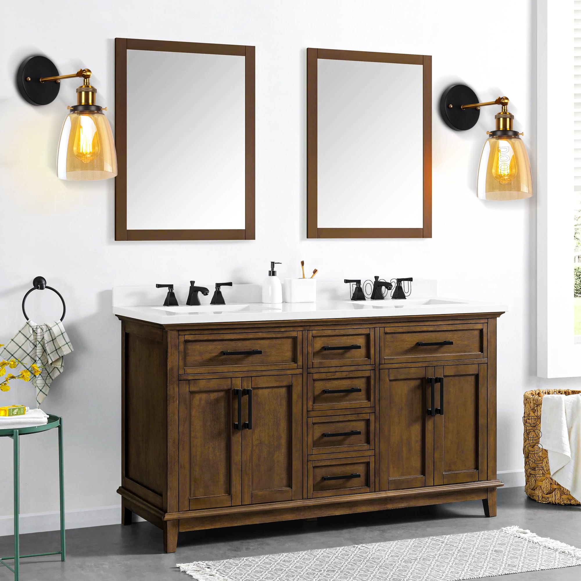 2 Piezas Aplique Pared Moderno Lámparas pared Interior E27 Apliques en Vidrio y Metal Industrial Luces de pared Dormitorio Iluminación Interior Ajustable para Pasillo Salón Baño