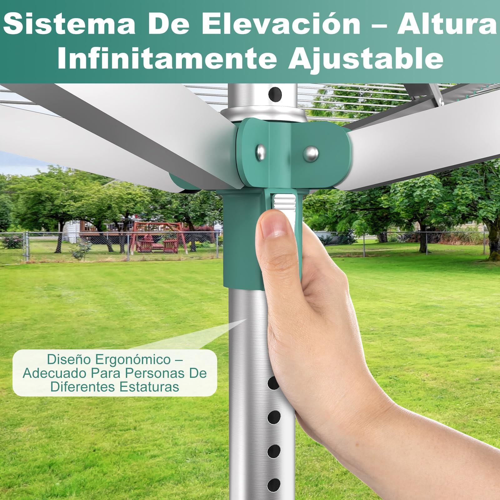 Innotic Tendedero para Exteriores, 4 Brazos 56 m, Tendedero Rotary Lift-O-Matic, Acero Inoxidable, Impermeable, Regulable en Altura, Apto para jardín, Capacidad máxima de Carga: 28 kg