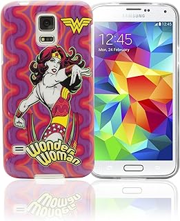 Phonix S900WB3 DC Comics Custodia Originale con Wonder Woman Logo e Pellicola Proteggi Schermo per Samsung G900 Galaxy S5, Multicolore