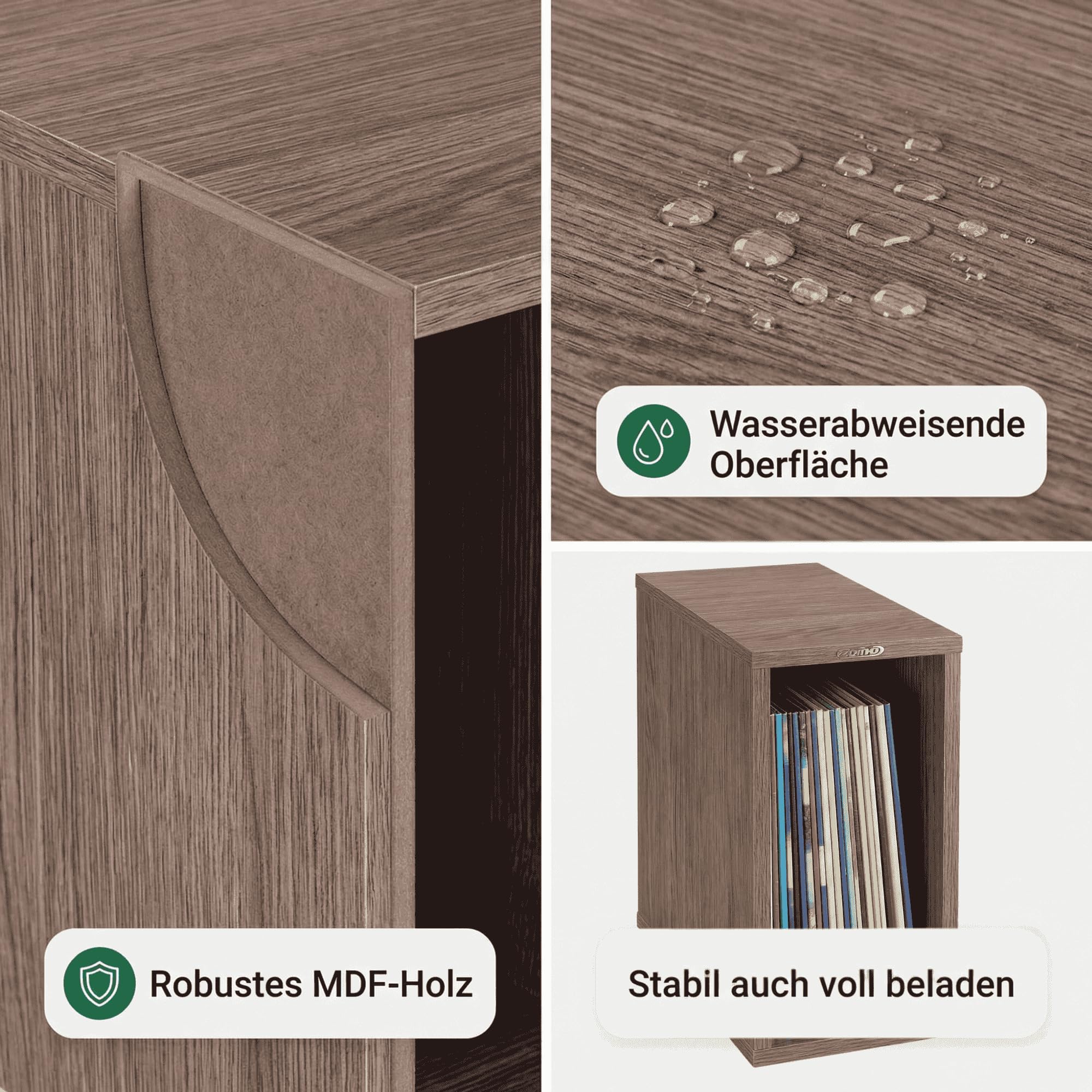 Mobiletto Per Vinili Zomo Vs-Box 50 Noce
