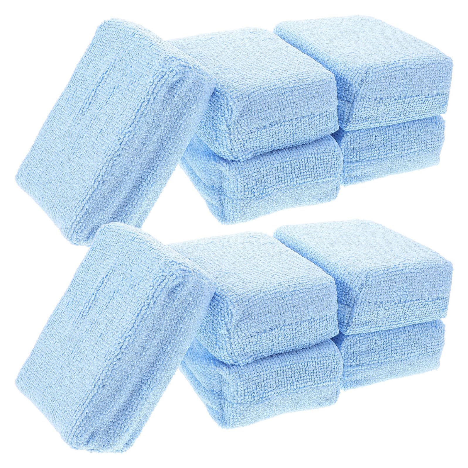ORFOFE 10 Piezas Almohadillas para Aplicar Cera de Coche Esponjas de Microfibra Rectangulares para Pulir y Detallar Aplicador Multifunción para Limpieza de Cristales Neumáticos y