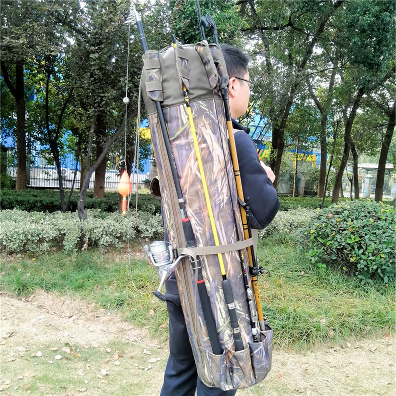 Borsa di stoccaggio della canna da pesca di grande capacità con e tasche organizzatore del panno di Oxford per la tenda di campeggio all'aperto sacchetto della canna da pesca borsa