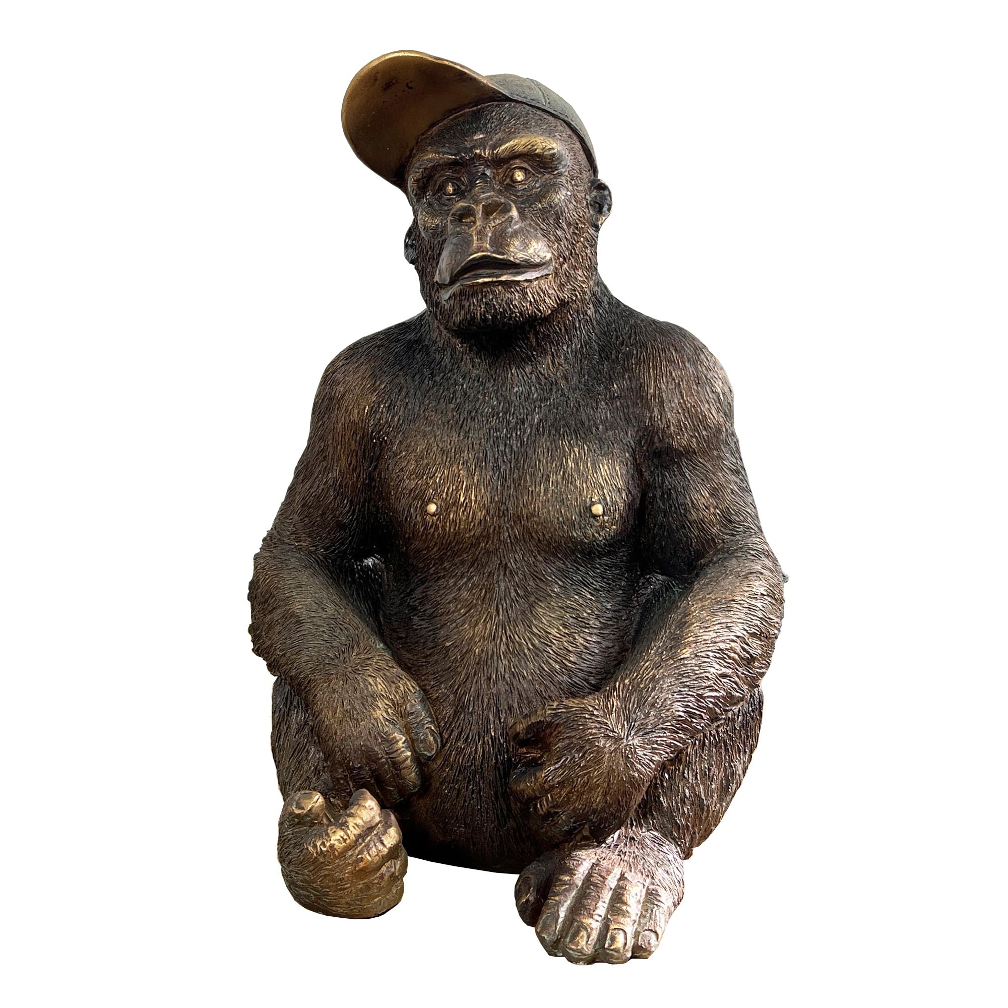 Alfie Francis Boys Bronze Large Gorilla In Cap Ornament For Living Room Statue Home Decor Monkey Figurine Animal