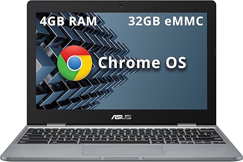 ASUS Chromebook C223 - Laptop HD de 11.6 pulgadas, procesador Intel Celeron N3350, 4 GB de RAM, 32 GB eMMC, gráficos Intel UHD, cámara web 720P,