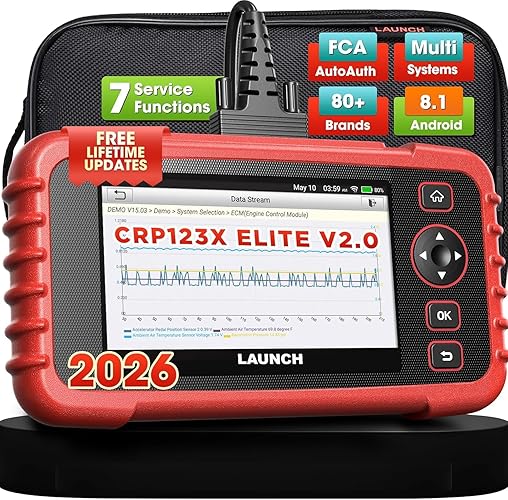 LAUNCH OBD2 Scanner 2026 US Ver. CRP123X V2.0 Elite, 7 Reset Scan Tool, FCA SGW, Engine ABS SRS Transmission Code Reader, Cloud Report, Lifetime Free Wi-Fi Update Diagnostic Tool, Battery Test,AutoVIN