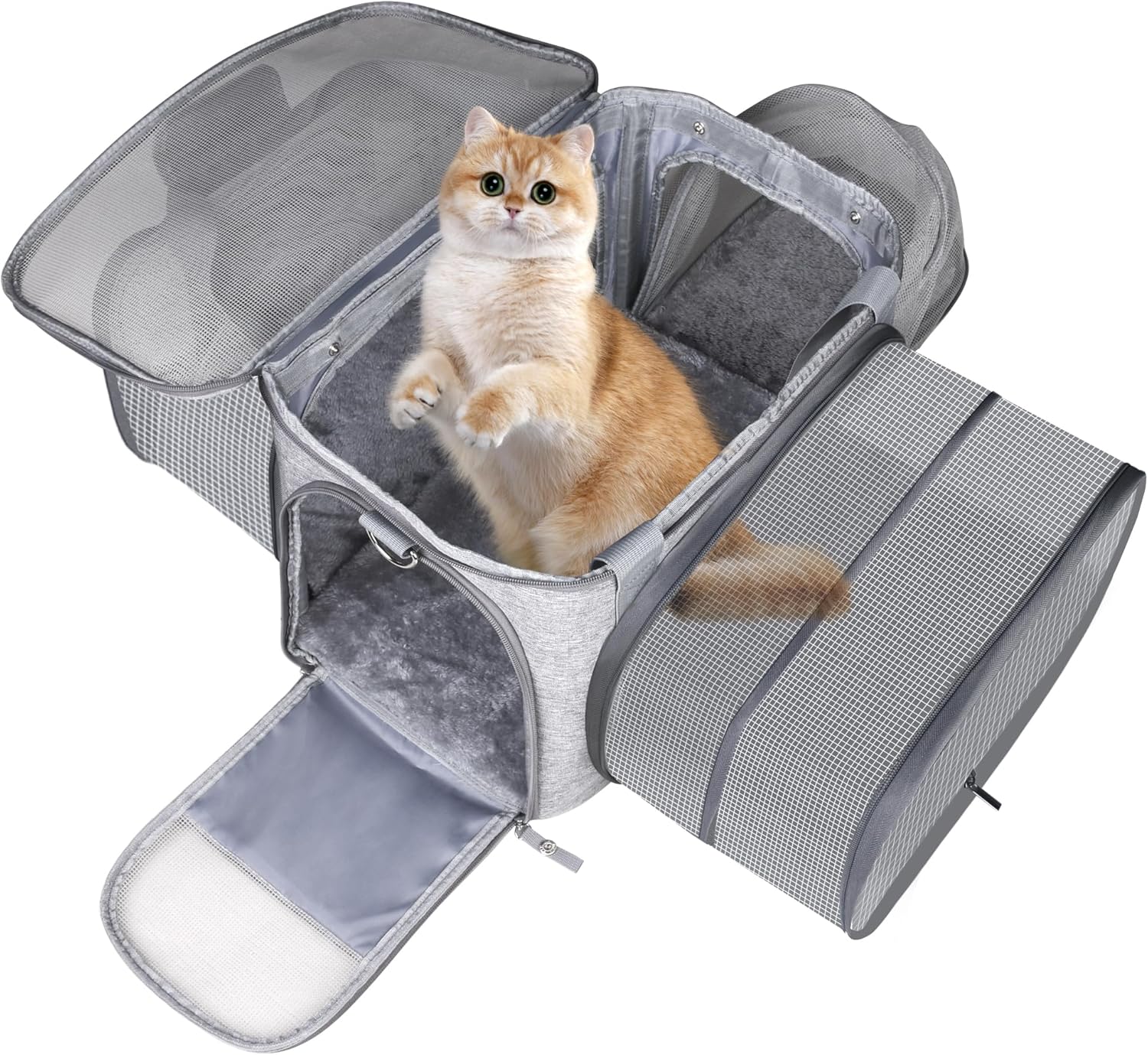 Cat Carrier, 3 Sides Expandable Travel Pet Carrier, Large