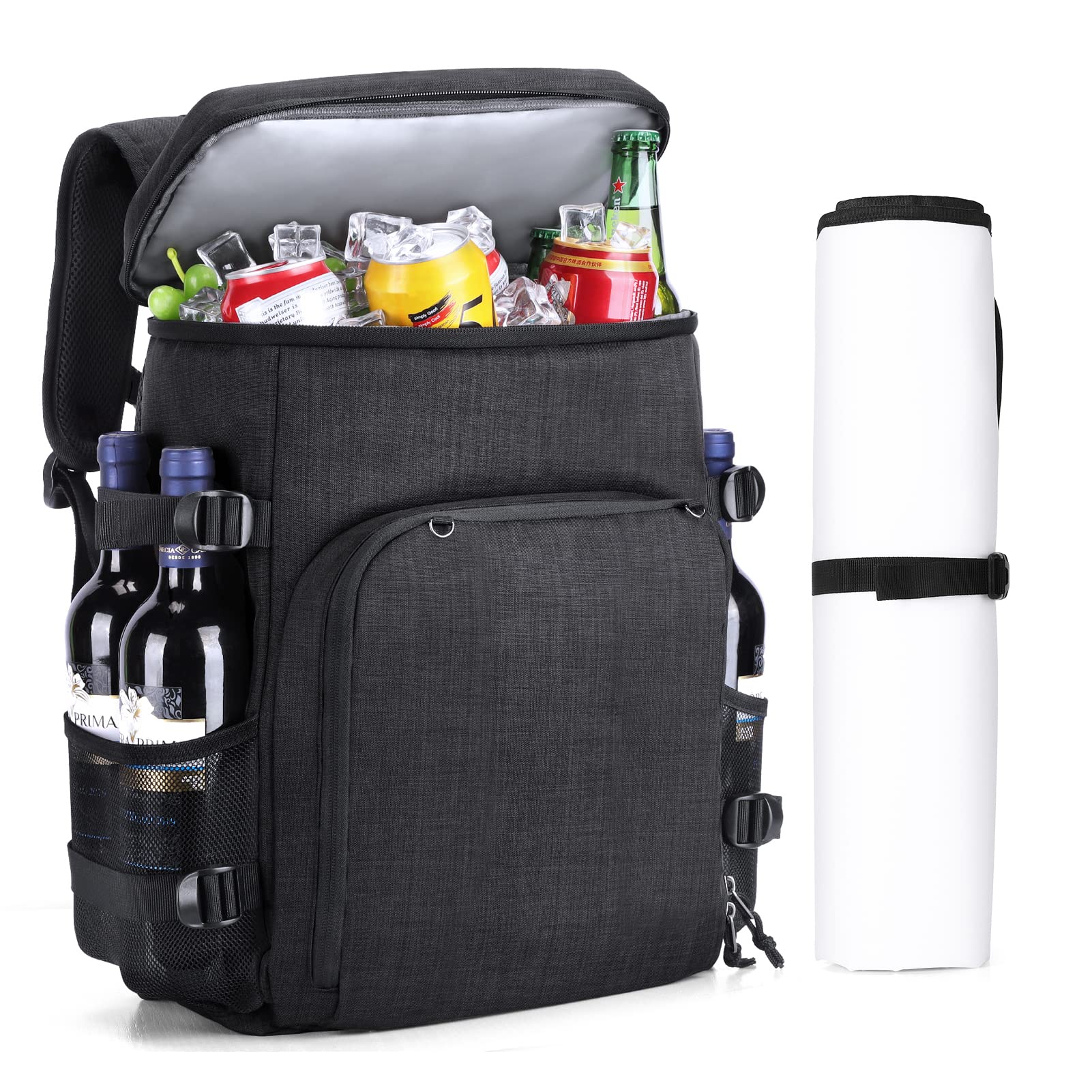 Cooler Backpack Insulated Leak Proof 35 Cans Soft Cooler Bag with Picnic Mat Beach Cooler for Picnic Trips Camping Travel Fishing Hiking