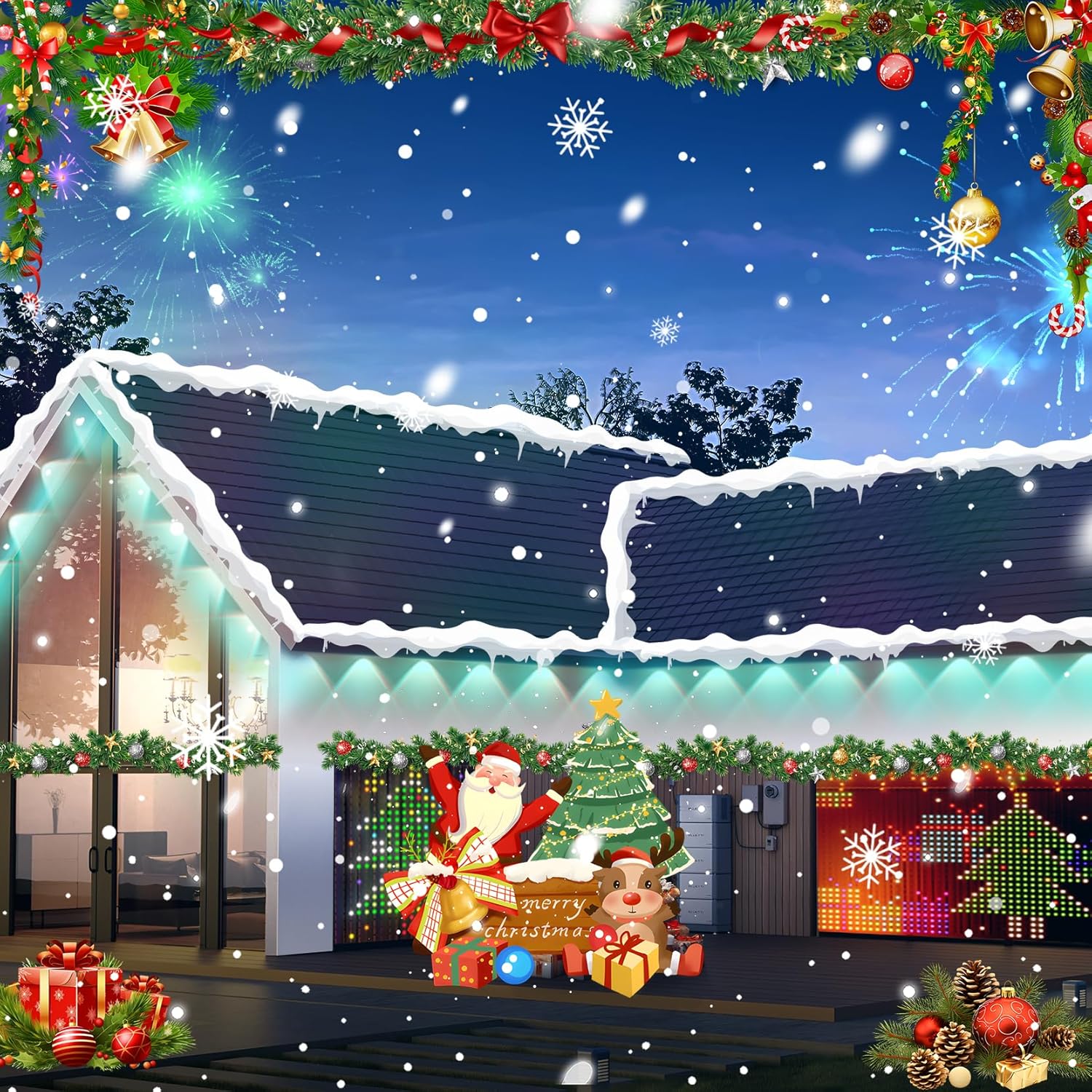 MUCCCUTE Permanent Outdoor Lights for Holidays Easter 200ft RGB House Light w/App & Remote Control Smart Rainbow LED IP67 Waterproof for New Year Christmas Roof Eaves Garden Décor All Year Around