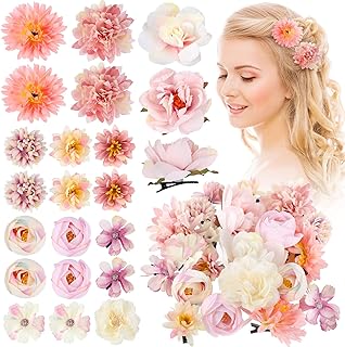 BBTO 21 Pcs Flower Hair Clip Rose Hair Clips Barrettes for Women Flower ...